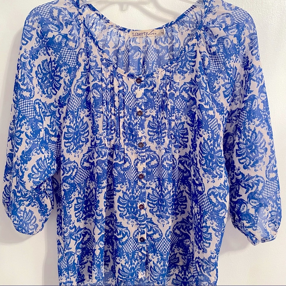Pullover blue blouse by Liberty Love, Small